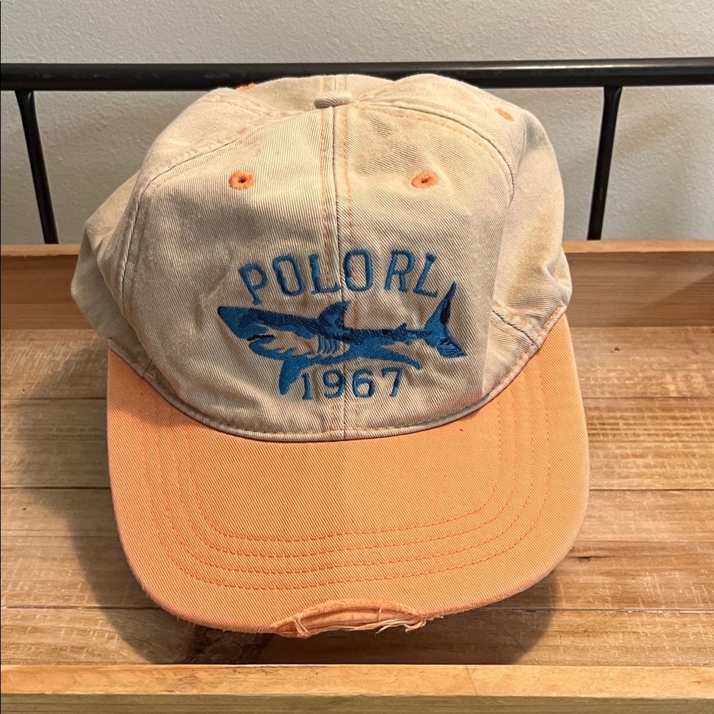 Vintage Beige and Orange Polo RL 1967 Cap
